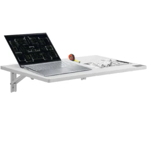 Space-Saving Wall-Mounted Drop Leaf Floating Desk w/Bracket